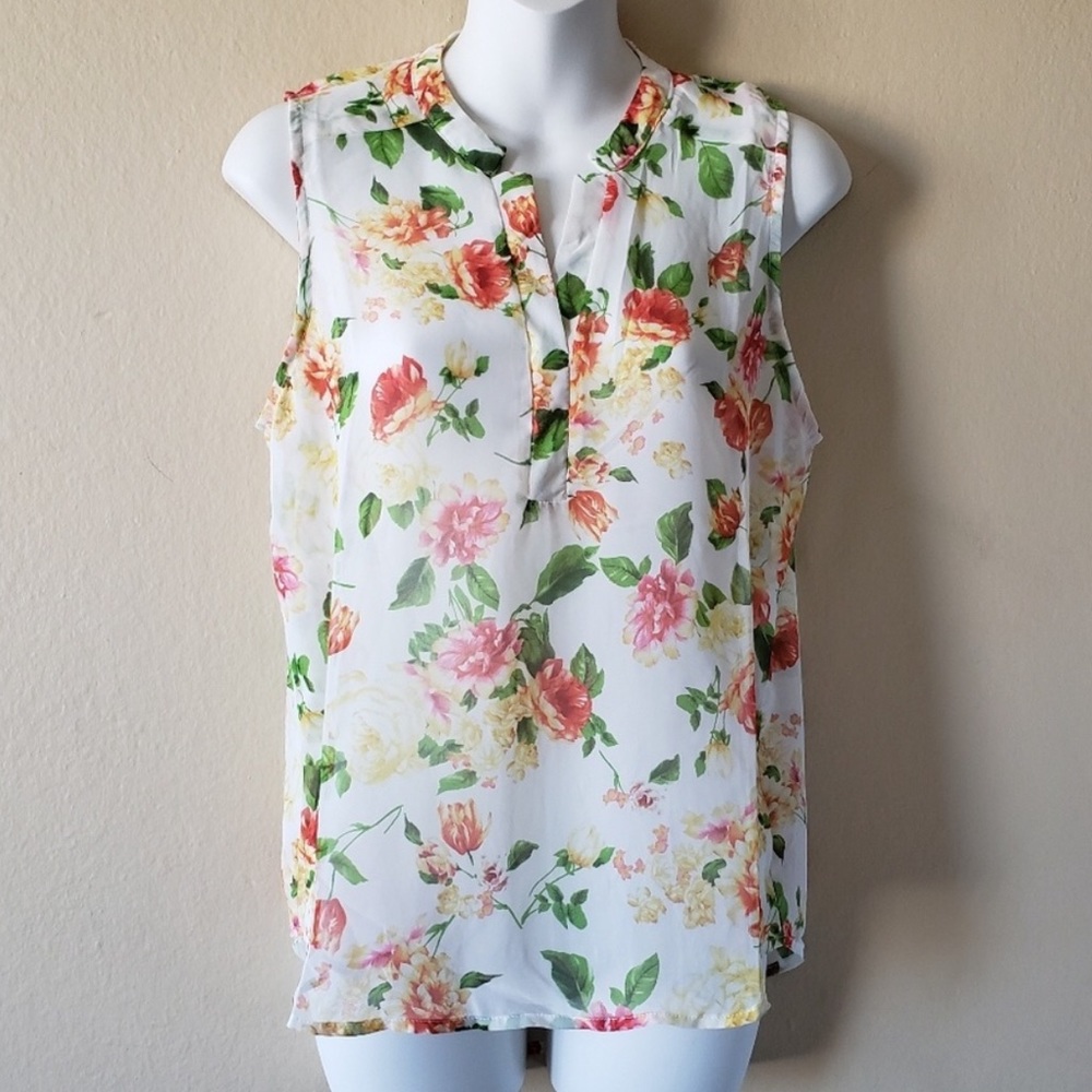 Forever 21 Sheer Floral Drape Back Cutout Top